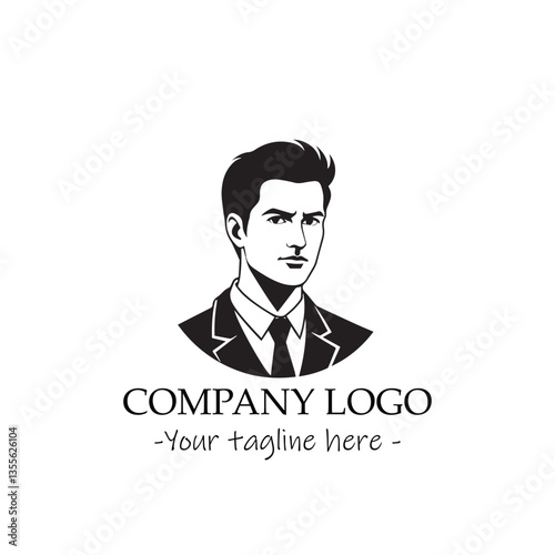 a man silhouette black and white for logo company vector image