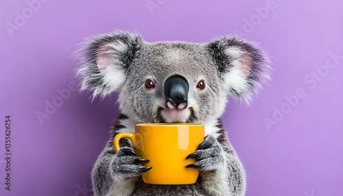 Koala with Coffee Cup.
