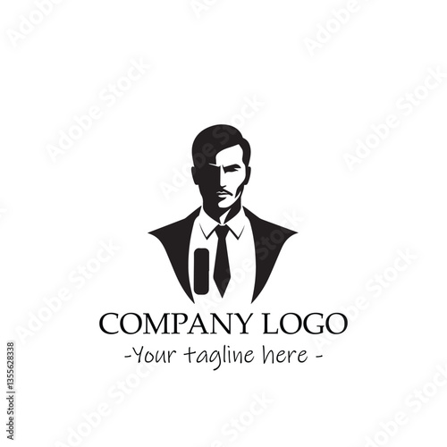 a man silhouette black and white for logo company vector image