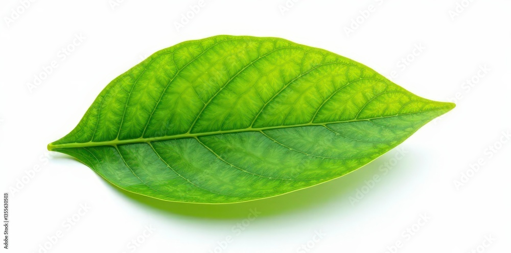 Obraz premium Isolated leaf against white background with texture, leaf, flora