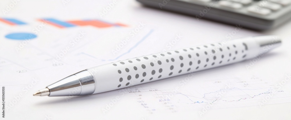 White Pen with Grey Dots on a Chart White Pen with Grey Dots on a Chart