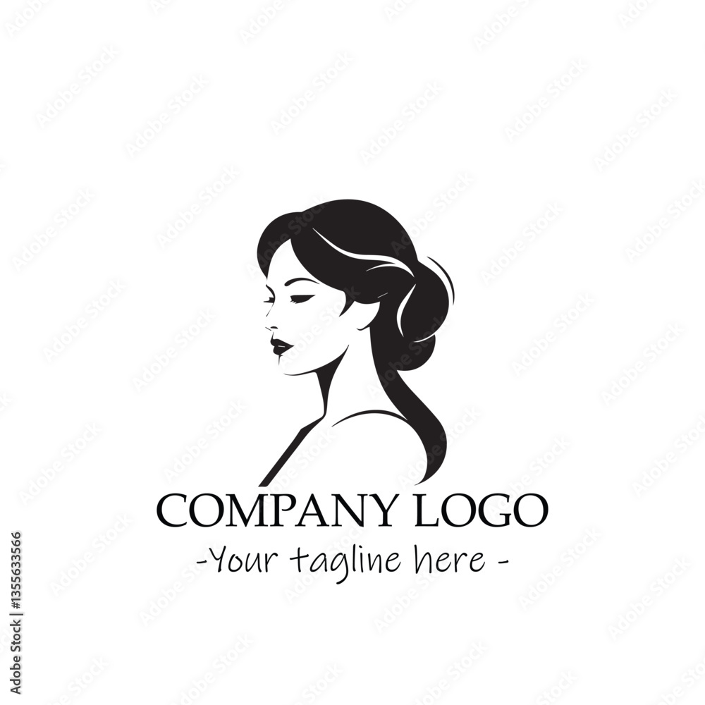 a woman silhouette black and white for logo company vector image a woman silhouette black and white for logo company vector image