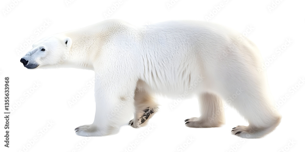 Fototapeta premium Isolated Polar Bear Walking Animal On Transparent Background