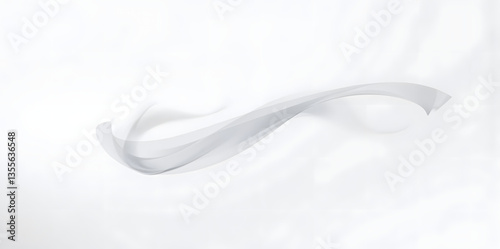 White abstract background. Fluttering white scarf. Waving on the wind white fabric. 