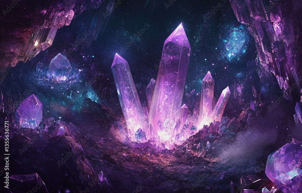 Cluster of shiny amethyst crystals with glowing aura. Great for spiritual visuals, crystal healing, alternative medicine, and fantasy themes.
Cluster of shiny amethyst crystals with glowing aura. Great for spiritual visuals, crystal healing, alternative medicine, and fantasy themes.