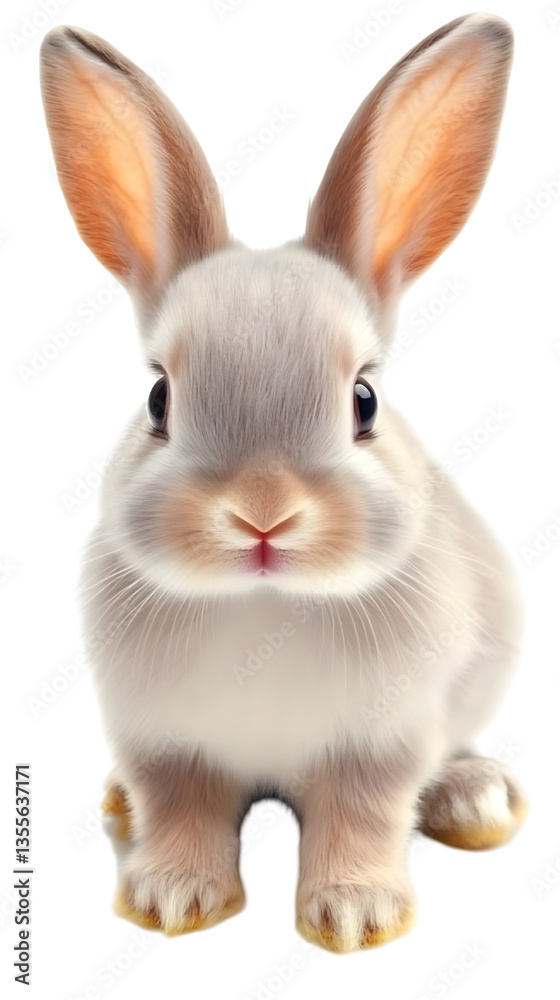 Fototapeta premium Portrait Cute White Rabbit Isolated on Transparent Background