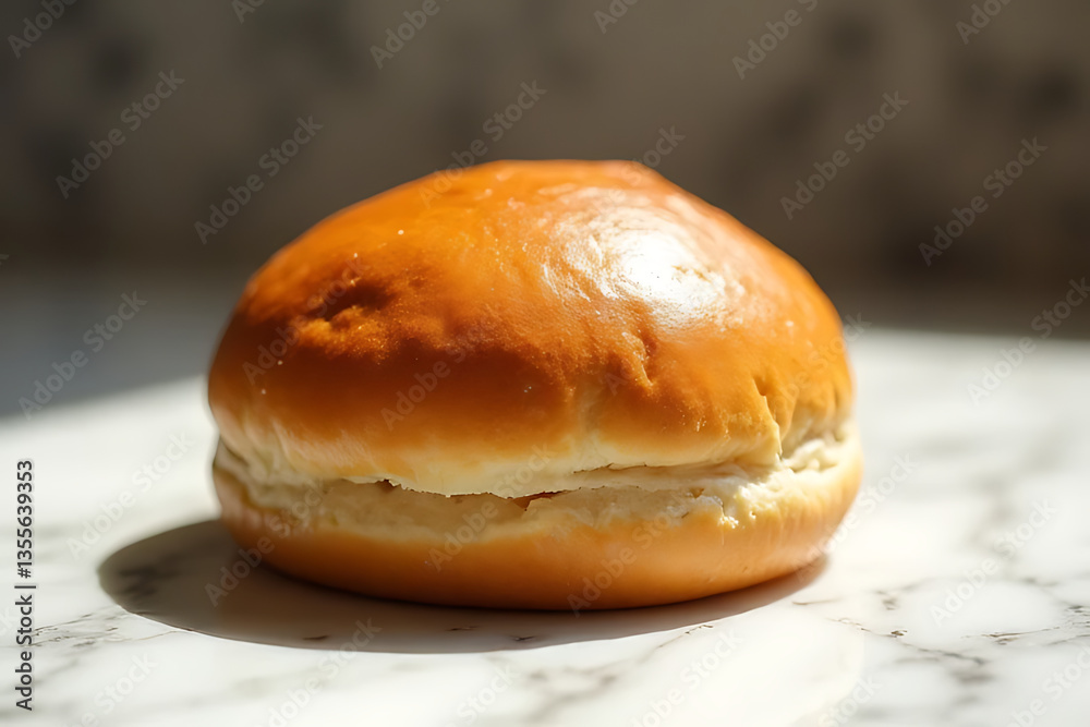 photo of a perfectly shaped bun placed in the center of a neutral-colored background, with clean edges photo of a perfectly shaped bun placed in the center of a neutral-colored background, with clean edges