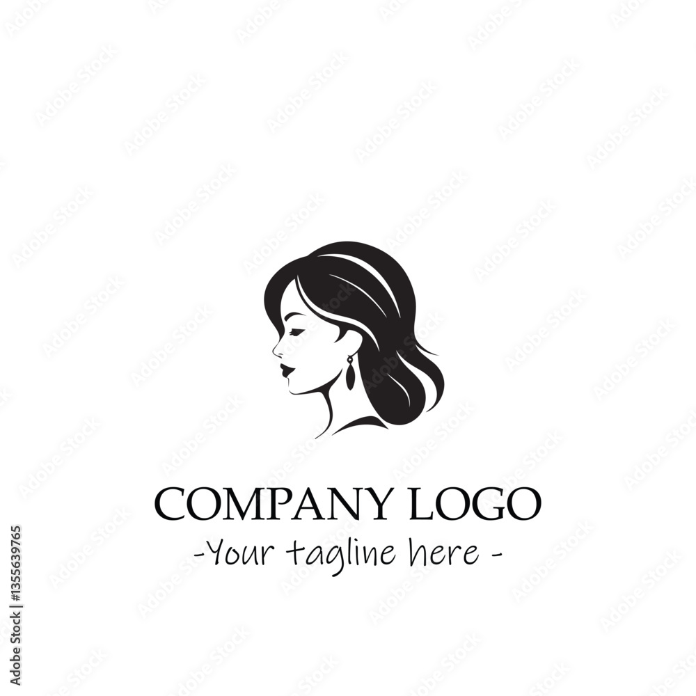a woman silhouette black and white for logo company vector image a woman silhouette black and white for logo company vector image