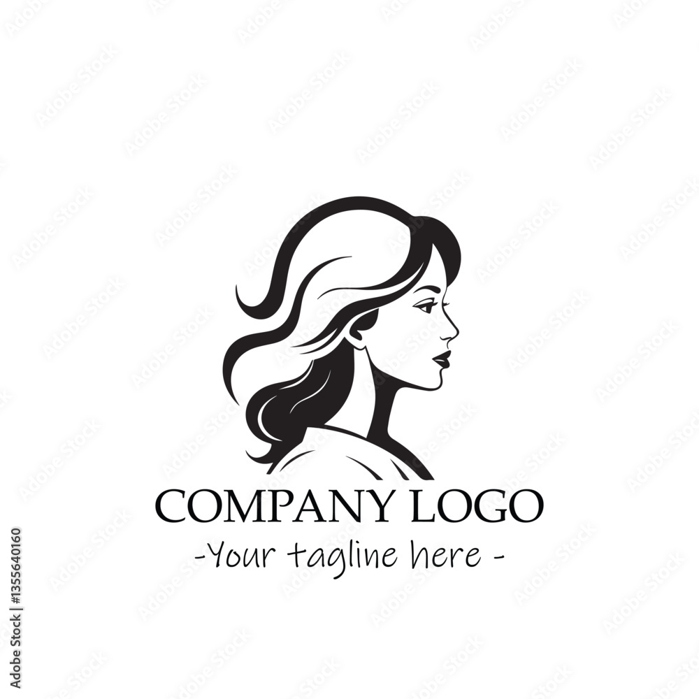 a woman silhouette black and white for logo company vector image a woman silhouette black and white for logo company vector image