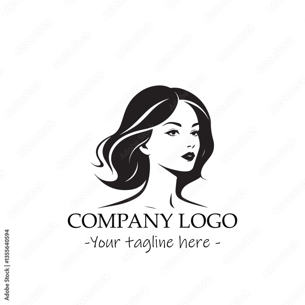 a woman silhouette black and white for logo company vector image a woman silhouette black and white for logo company vector image