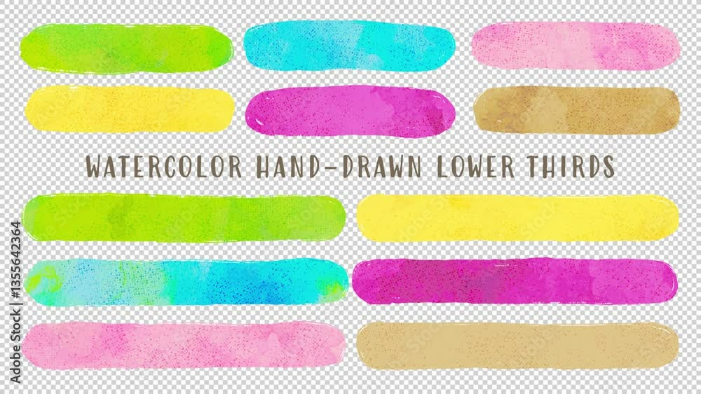 Watercolor hand-drawn lower thirds (pale color)
