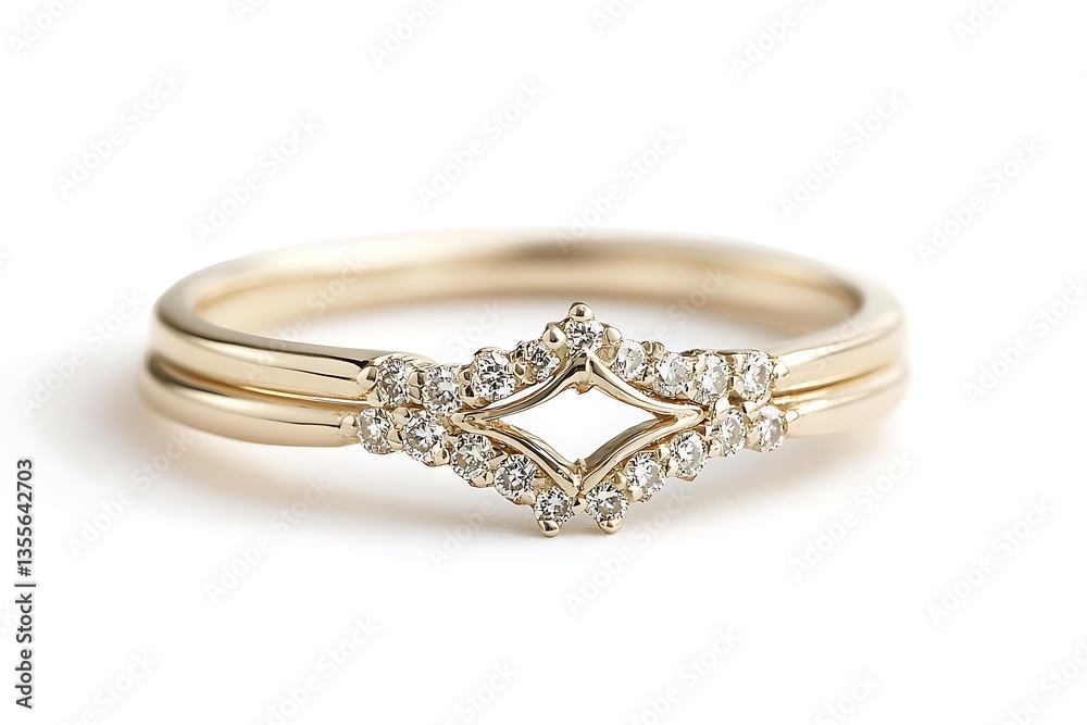 A gold and diamond ring with a diamond in the center A gold and diamond ring with a diamond in the center