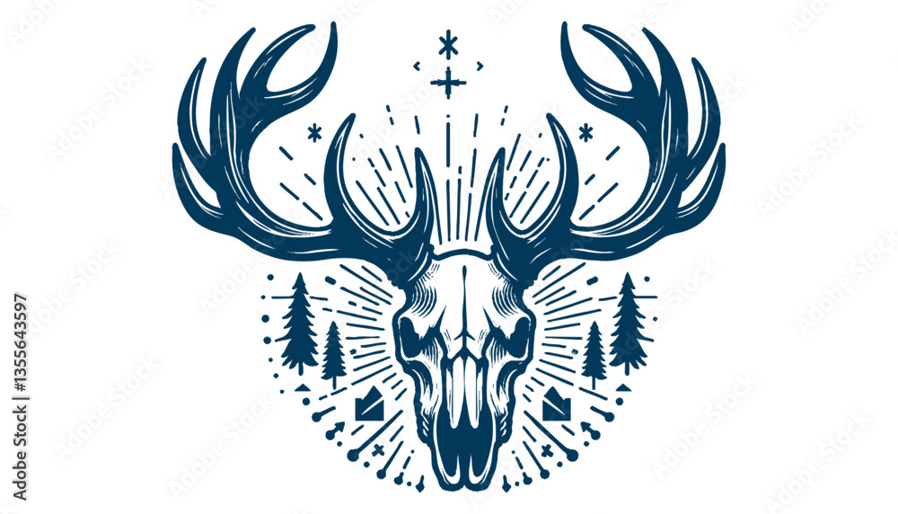 Fototapeta premium elk skull vector