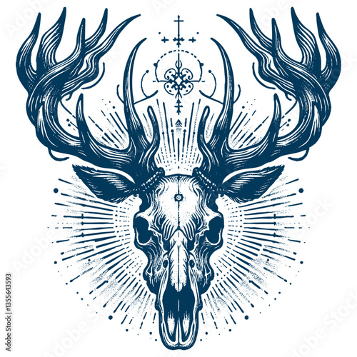 elk skull vector