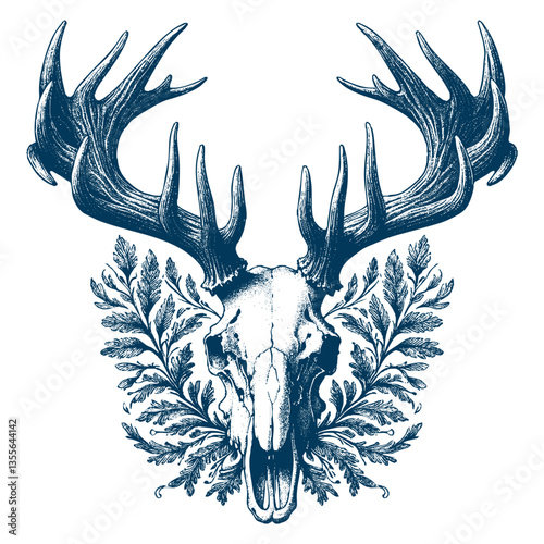 elk skull vector