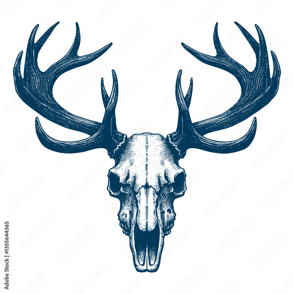 Naklejka premium elk skull vector
