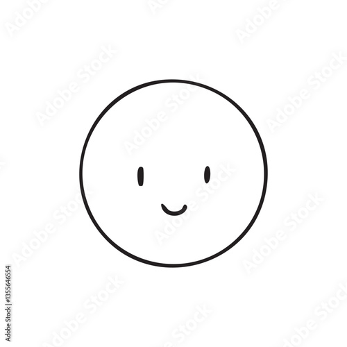シンプルな手描きの微笑みの顔文字のモノクロイラスト