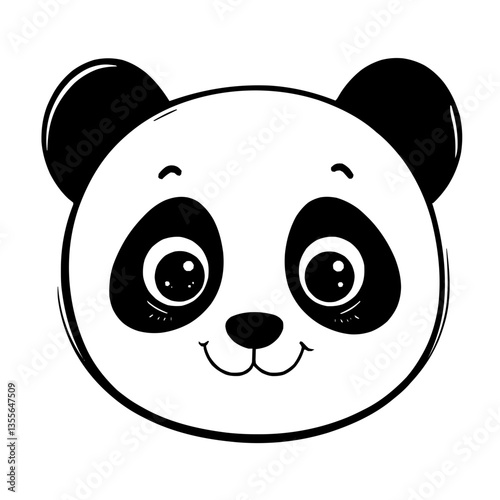 Minimal kawaii panda face vector with large eye patches and a cute hand-drawn look