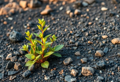 Resilient plant thriving amidst barren mine spoil, hardy, texture