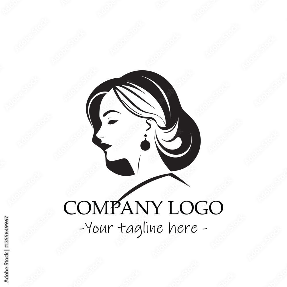 a woman silhouette black and white illustration for logo company vector image a woman silhouette black and white illustration for logo company vector image