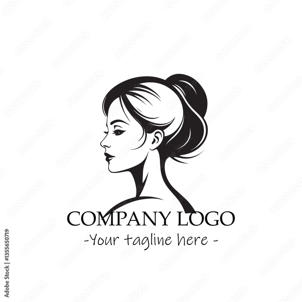 a woman silhouette black and white illustration for logo company vector image a woman silhouette black and white illustration for logo company vector image
