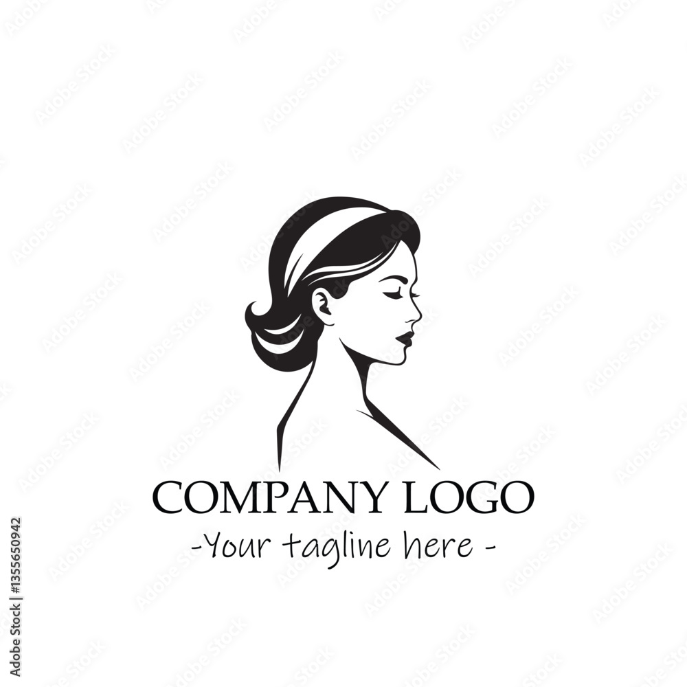 a woman silhouette black and white illustration for logo company vector image a woman silhouette black and white illustration for logo company vector image
