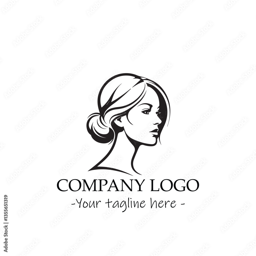 a woman silhouette black and white illustration for logo company vector image a woman silhouette black and white illustration for logo company vector image