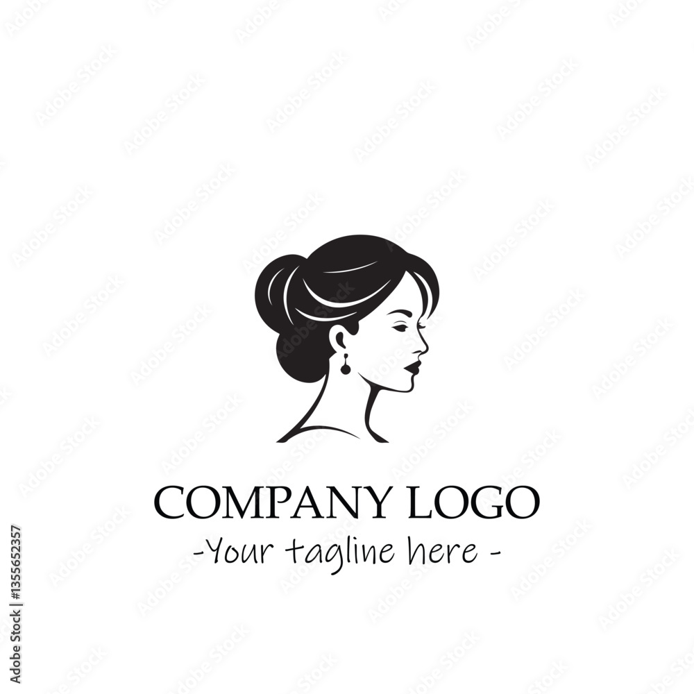 a woman silhouette black and white illustration for logo company vector image a woman silhouette black and white illustration for logo company vector image