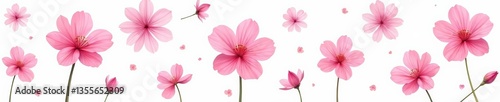 Seamless pink flower icons on white background, spring floral pattern, vector illustration, floral, seamless, repeat
