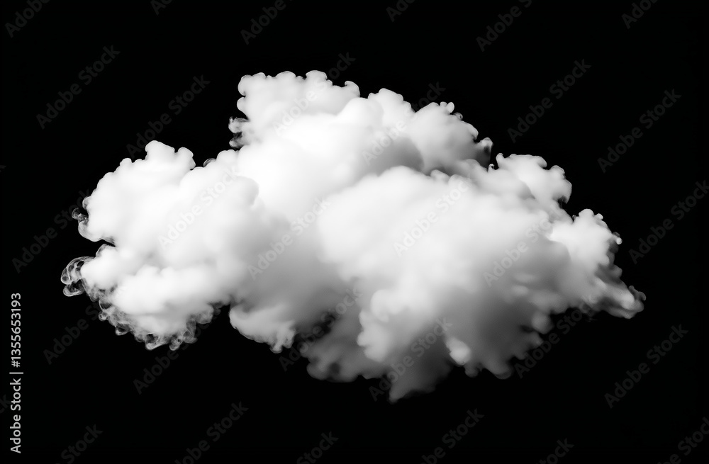 Abstract white smoke on black background with soft, cloud-like textures Abstract white smoke on black background with soft, cloud-like textures
