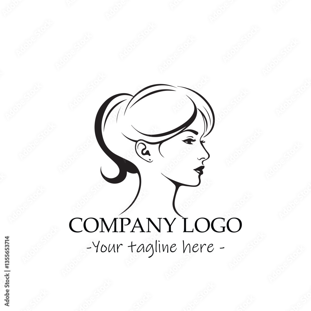 a woman silhouette black and white illustration for logo company vector image