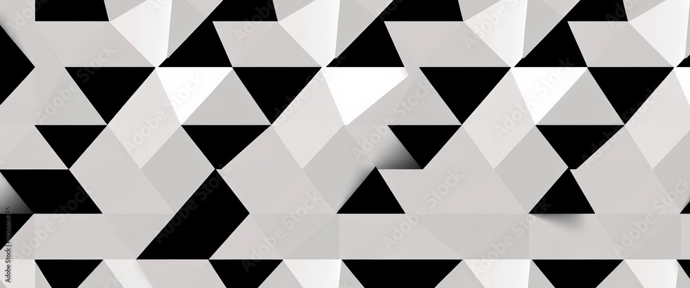 Simple black and white geometric triangle seamless pattern background, geometry, illustration