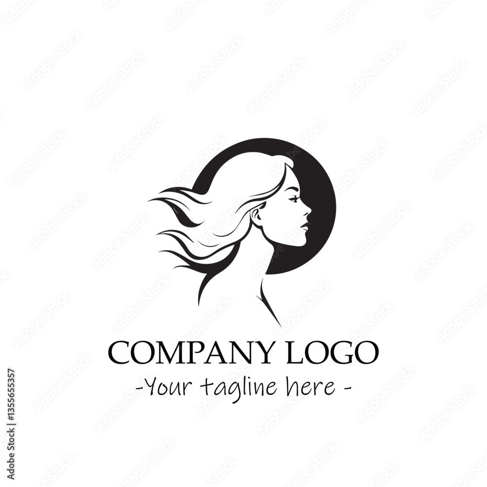 a woman silhouette black and white illustration for logo company vector image a woman silhouette black and white illustration for logo company vector image