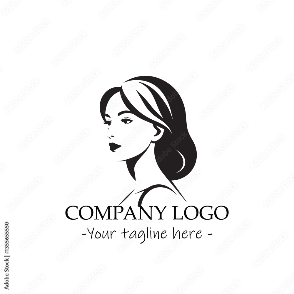 a woman silhouette black and white illustration for logo company vector image a woman silhouette black and white illustration for logo company vector image