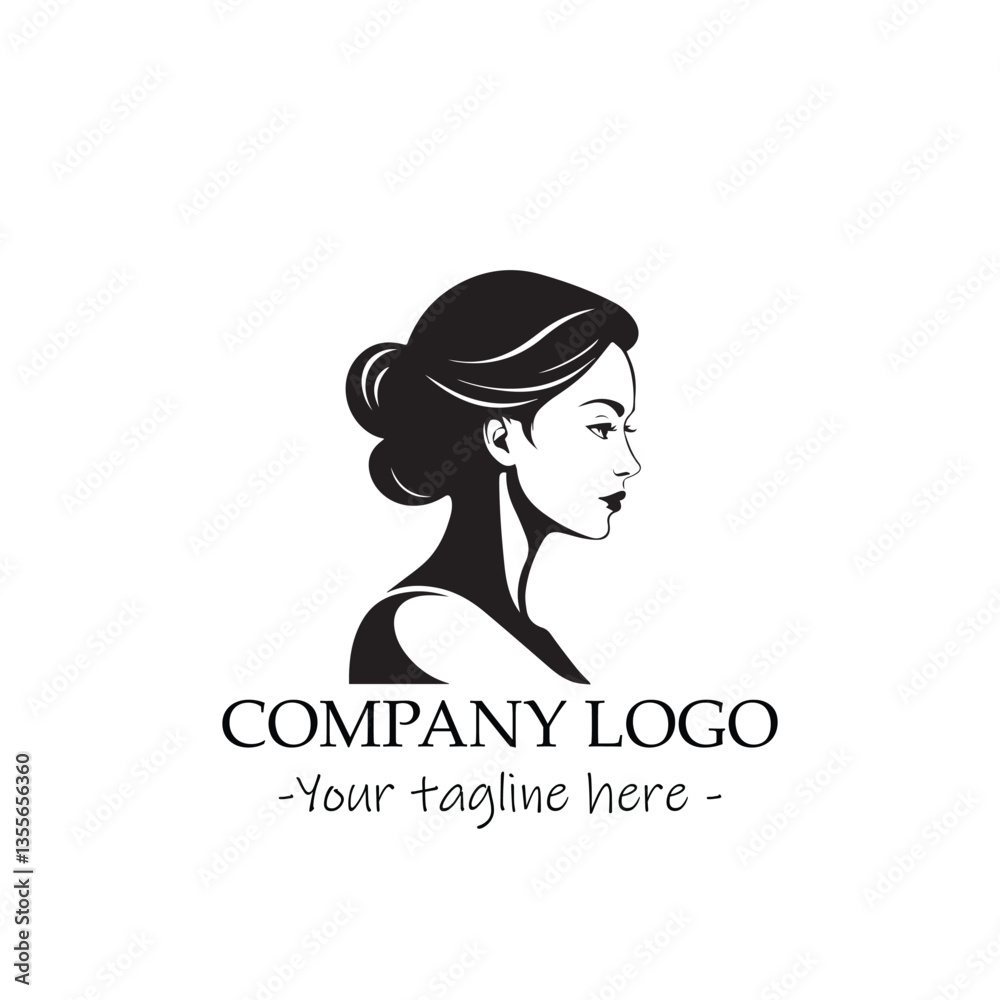 a woman silhouette black and white illustration for logo company vector image a woman silhouette black and white illustration for logo company vector image