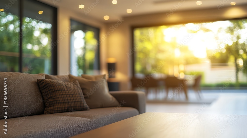 Fototapeta premium Cozy living room. Blurred background
