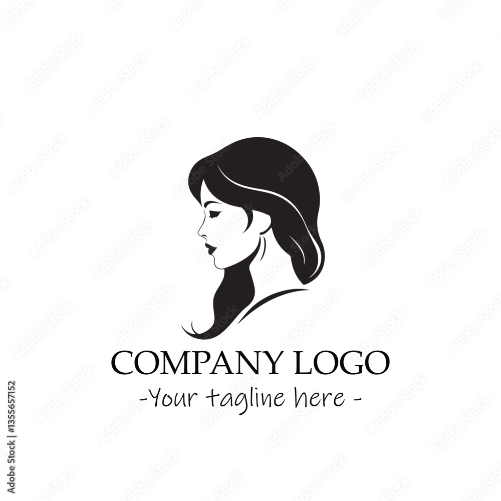 a woman silhouette black and white illustration for logo company vector image a woman silhouette black and white illustration for logo company vector image