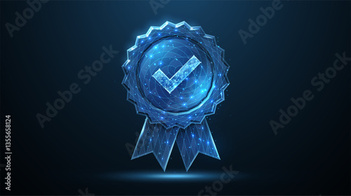 Quality icon on blue background. Star award, satisfaction icon, customer feedback