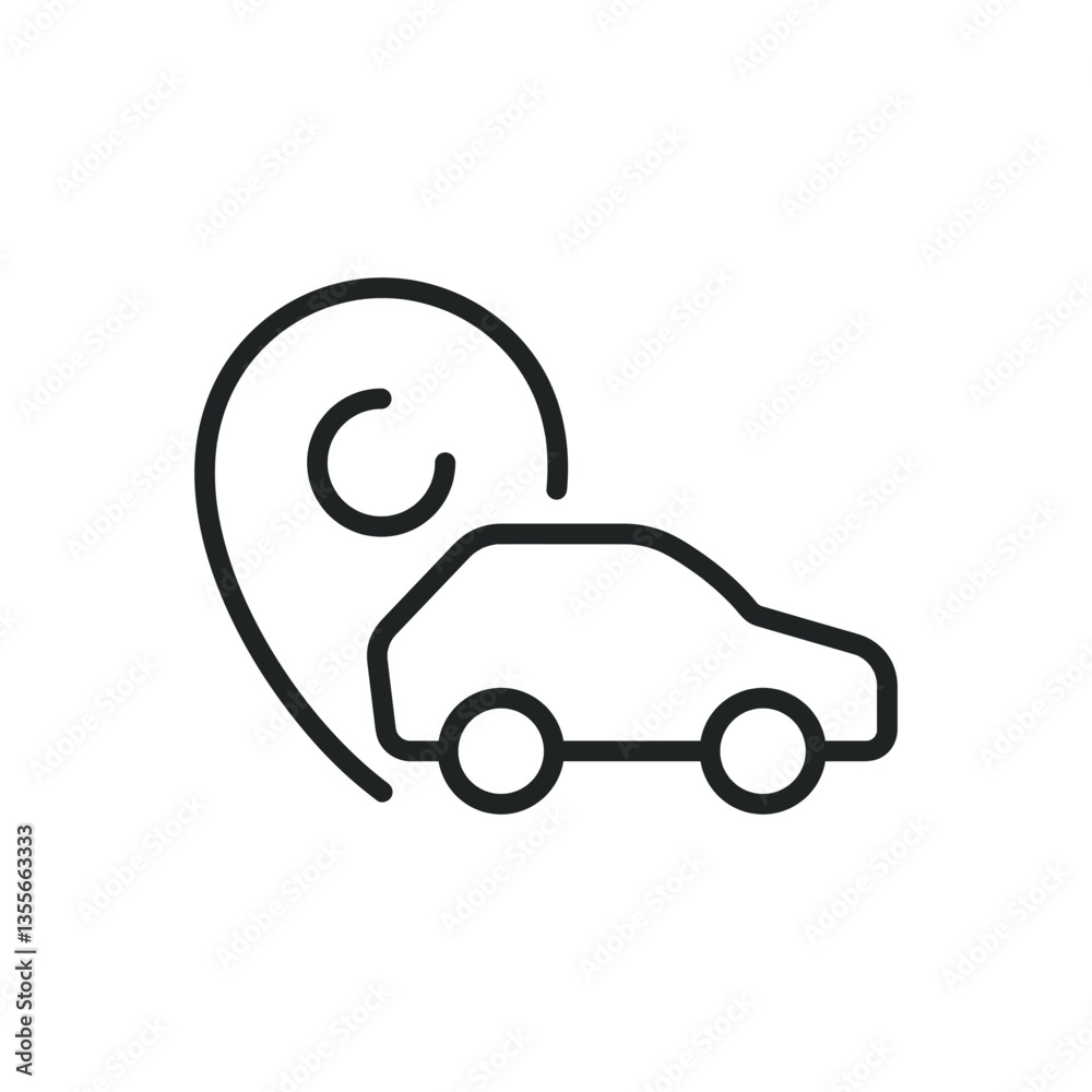 Car location thin line icons. Editable stroke and Perfect pixel on transparent background Car location thin line icons. Editable stroke and Perfect pixel on transparent background