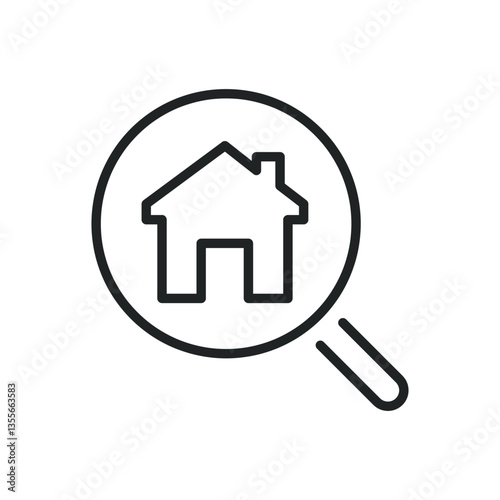 Searching home thin line icons. Editable stroke and Perfect pixel on transparent background