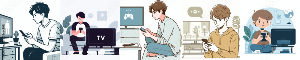 young man using smartphone in front of television
young man using smartphone in front of television