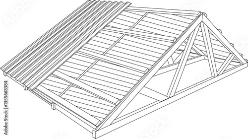 silhouette design vector illustration sketch image Frame building roof for wooden house construction