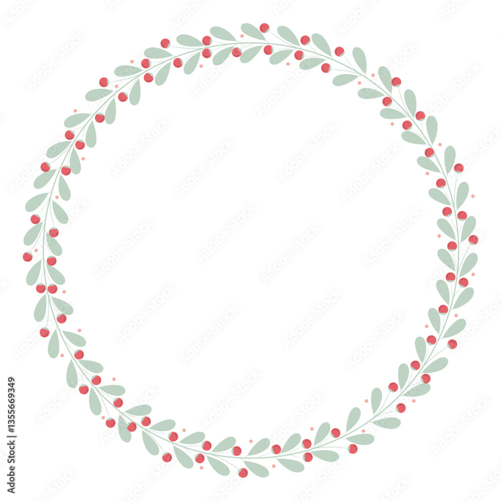 Circle Frame With Pink And Green Leaves Decoration Circle Frame With Pink And Green Leaves Decoration