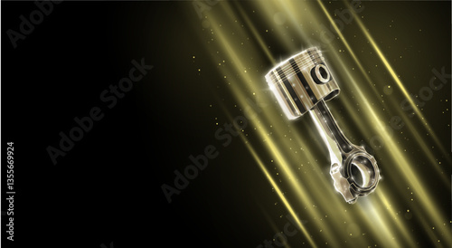 One piston. Abstract 3d illustration. Motor oil, Car engine.