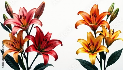 Bold stylized lilies, geometric arrangement, black & white, abstract, monochrome