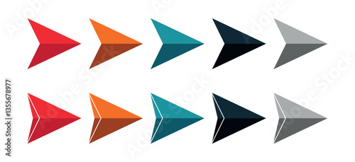 Right arrow set. Modern arrowhead. Geometric arrow direction.