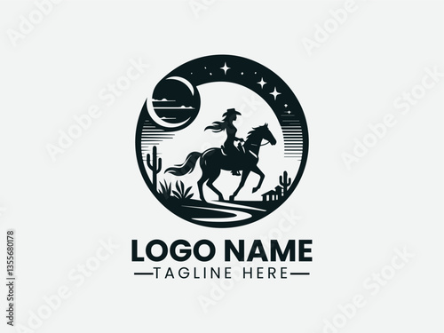 Cowgirl Silhouette Riding Horse Logo Design, Western Cowgirl Logo Free Download Cowgirl Silhouette Riding Horse Logo Design, Western Cowgirl Logo - GFXLoad