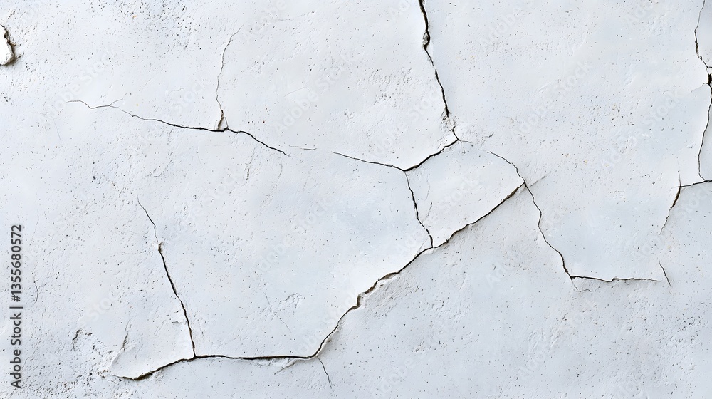Obraz premium Cracked White Wall Texture Distressed Plaster Surface Aged Paint Background