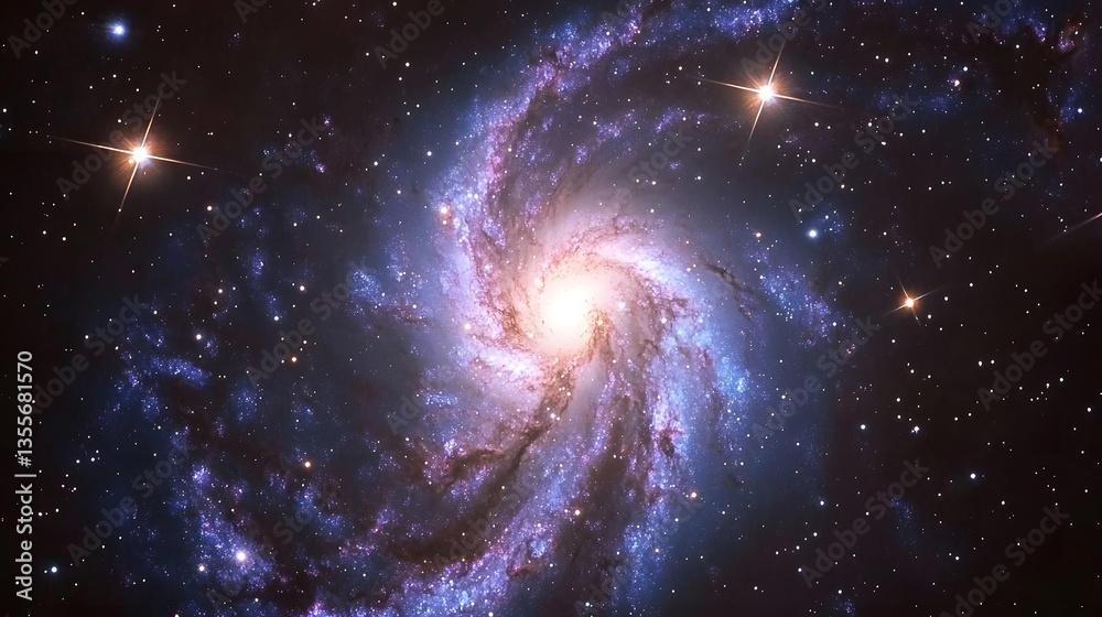 Fototapeta premium Majestic Spiral Galaxy in Deep Space Cosmic Nebula Starry Night Sky Background