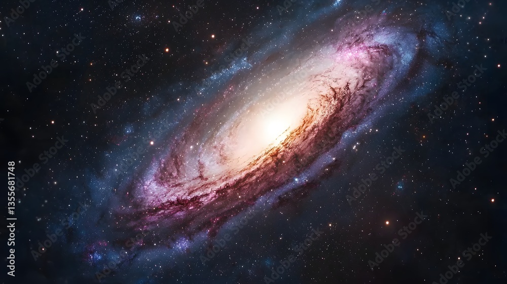 Obraz premium Majestic Spiral Galaxy Cosmic Nebula Starry Night Deep Space Astronomy Celestial Wonders